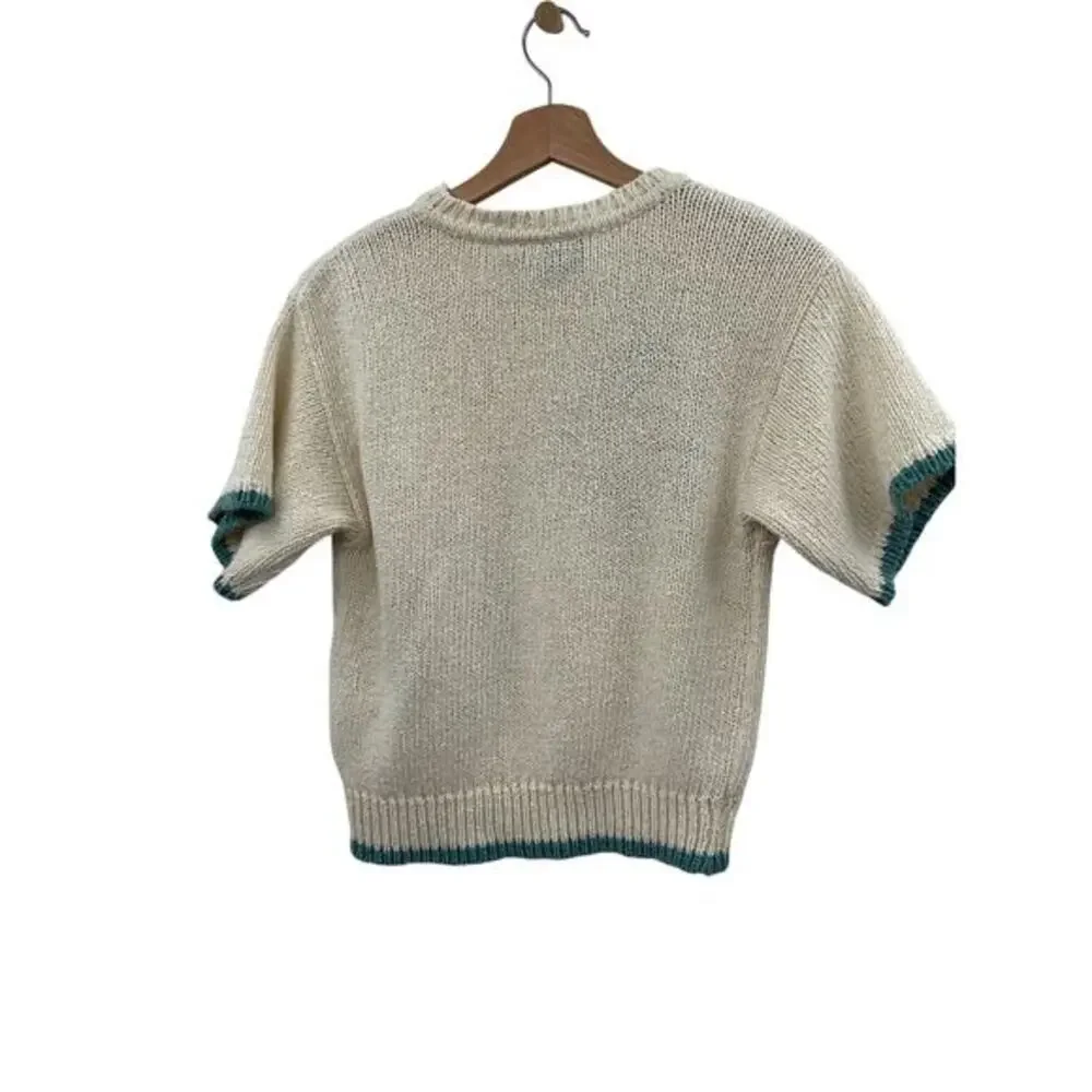 Vintage Liz Claiborne‎ knit geometric short sleeve sweater 80's